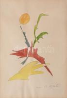 Barta István (1892-1976): Absztrakt táj, 1947. Vegyes technika, papír, jelzett, üvegezett fakeretben. Néhány kevés apró folttal. 27,5x19,5 cm