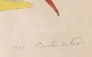 Barta István (1892-1976): Absztrakt táj, 1947. Vegyes technika, papír, jelzett, üvegezett fakeretben...