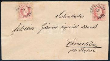 ~1870 5kr díjjegyes boríték 5kr díjkiegészítéssel, 2. súlyfokozatú levélként feladva, "MECZENZÉF" - Somosdia