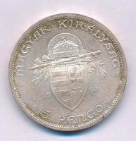 1938. 5P Ag "Szent István" T:AU patina Adamo P8.1