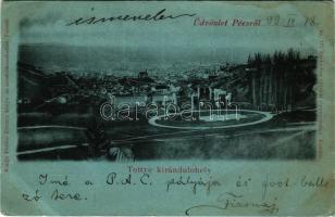 1899 Pécs, Tettyei kirándulóhely, romok. Fischer Ferencz kiadása (kis szakadások / small tears)