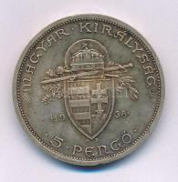 1938. 5P Ag "Szent István" T:AU,XF apró ph., patina Adamo P8.1