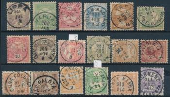 1900-1909 18 db Turul bélyeg egykörös bélyegzésekkel, stecklapon