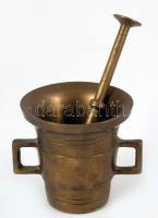 Réz mozsár, törővel. m: 8 cm, d: 8 cm