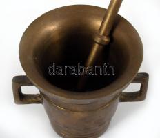 Réz mozsár, törővel. m: 8 cm, d: 8 cm