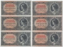 1946. 10.000MP (6x) mind kükönböző sorozatszámú "A 001-A 154" T:F szép papír Adamo P29