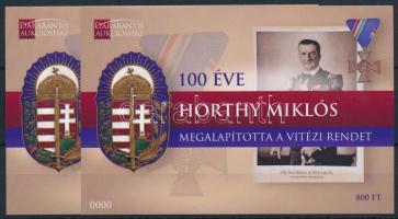 2020 100 éve alapította Horthy Miklós a Vitézi rendet emlékív sorszám nélkül és 0000 sorszámmal