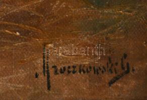 Olvashatatlan (Mroczkowsky?) jelzéssel: Baromfiudvar. Olaj, vászon, javított, kissé sérült. Dekoratí...