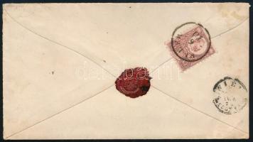 1871 Ajánlott levél Kőnyomat 10kr sötétkék bélyeggel (II. típus) + a hátoldalon Réznyomat 5kr bélyeg...