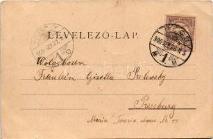 1900 Pécs, Sétatér, katonai zenekar. Fischer Ferenc kiadása (EB)