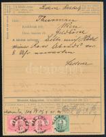 1889 Zárt táviratlap 3kr + 3 x 5kr bélyegekkel, "MALACZKA POZSO. M." bélyegzéssel, Rakbach (?) feladással