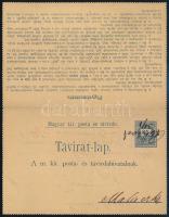 1889 Zárt táviratlap 3kr + 3 x 5kr bélyegekkel, "MALACZKA POZSO. M." bélyegzéssel, Rakbach...