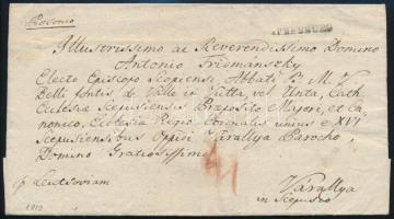 1819 Portós levél "PRESBURG" sorbélyegzéssel (Rompes 30 p), 14kr viteldíjjal Váraljára