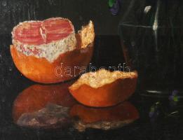 Molnár Z. János (1880-1960): Csendélet porceláncsészével és déligyümölcsökkel. Olaj, karton, jelezve...