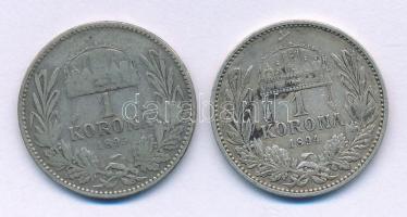 1894KB 1K Ag "Ferenc József" + 1895KB 1K Ag "Ferenc József" T:VF,F patina Adamo K5