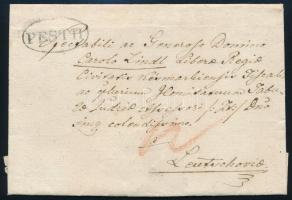 ~1828 Portós levél 12kr viteldíjjal, ovális "PESTH" bélyegzéssel (Rompes 20 p) Lőcsére