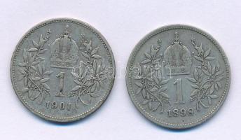 Ausztria 1898-1901. 1K Ag "Ferenc József" (2xklf) T:VF,F patina Austria 1898-1901. 1 Corona Ag "Franz Joseph" (2xdiff) C:VF,F patina