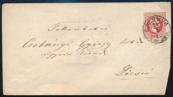 1870 5kr díjjegyes levél "ROZSNYÓ / GÖMÖR M." - Lőcse