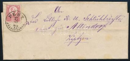 1872 Réznyomat 5kr levélen, szép "PEST / JÓZSEFVÁROS" bélyegzéssel Altendorfba
