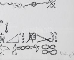 Várnagy Ildikó (1944-): József Attila töredékek. Szitanyomat, papír, jelzett, számozott (60/15). Üve...