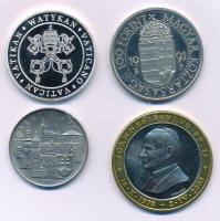 1991. 100Ft Cu-Ni "II. János Pál pápa látogatása" kapszulában + 3xklf külföldi "II. J...