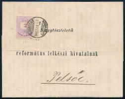 1876 2kr szép ibolya színű bélyeg komplett levélen, "BUDAPEST / LIPÓTVÁROS" - Pelsőcz
