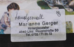 Gerger, Marianne (XX. sz. vége/XXI. sz. eleje): Sommer. Festett üveg (Hinterglasmalerei), hátoldalán...