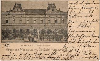 1899 Pancsova, Pancevo; Grand Hotel Weisz szálloda, automobil / hotel, automobile (EM)