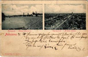 1901 Pancsova, Pancevo; Temesquai, Totalansicht. Wittigschlager K., Lichtdruck C. Ledermann jr. / Temes-rakodópart, a város látképe / quay, view (EM)