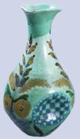 Hódmezővásárhelyi antik kerámia váza Kézzel festett, jelzett, hibátlan XIX. sz. 25 cm