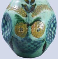 Hódmezővásárhelyi antik kerámia váza Kézzel festett, jelzett, hibátlan XIX. sz. 25 cm