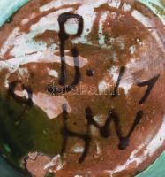 Hódmezővásárhelyi antik kerámia váza Kézzel festett, jelzett, hibátlan XIX. sz. 25 cm