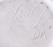 Visky jelzéssel, kerámia váza Kézzel festett, jelzett, hibátlan 17 cm