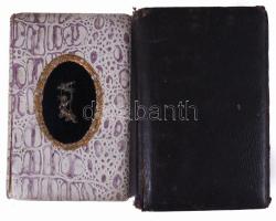 ca 1930 2 db régi emlékkönyv, sok bejegyzéssel, bőr kötésben