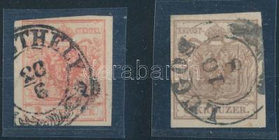 1850 3kr "KESZTHELY" + 6kr "LUGOS"