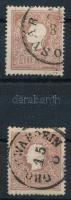 1858 10kr I. és II. típusú bélyeg, "KAPOSVÁR" + "GROSSWARDEIN"