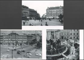 1910 és 1970 között, eltérő időben készült felvételek Budapesten (Deák tér, Baross tér, Oktogon), 3 db modern nagyítás, jelzés nélkül, 15x21 cm