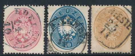 1863 5kr, 10kr + 15kr "EDELÉNY" + "A.LENDVA" + "TRIESTE"