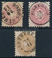 1864 5kr 2 db bélyeg + 15kr "BOROS SEBES" + "FILKEHÁZA" + "JÁSZBERÉNY" (5kr papírelvékonyodás / thin paper)