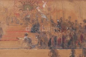 Hegedűs László (1870-1911): Történelmi jelenet, 1897. Akvarell, ceruza, karton. Jelzett. Hátoldalán ...