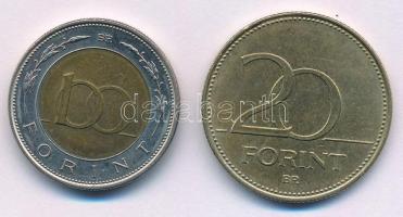 2002. 100Ft "Kossuth" + 2003. 20Ft "Deák Ferenc" T:XF patina