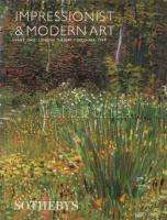 1999 Sotheby's Impressionist &amp; Modern Art. Part One. London, Sotheby's, 124 p. Angol nyelven. Rendkívül gazdag képanyaggal illusztrált, közte Henri Rousseau, Edgar Degas, Renoir, Cézanne, Manet, Van Gogh, Monet, Marcel Duchamp, Salvador Dali, Magritte, Picasso, Miró, Chagall, és mások. Kiadói papírkötés.