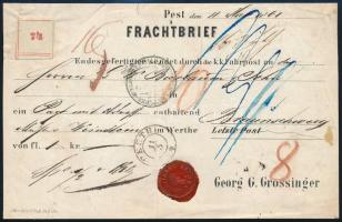 1861 Külföldre küldött szállítólevél (Frachtbrief) "PESTH" - Braunschweig