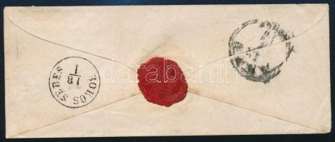 1873 Réznyomat 5kr levélen, tollvonásos érvénytelenítéssel, a hátoldalon érkezési bélyegzésekkel, &q...