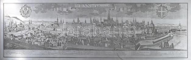 Fried Probst Aug. Kätz Bécs ca 1700-as rézmetszetű látképe nagy méretben, cink lemezre nyomva 60x20 cm