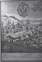 Fried Probst Aug. Kätz Bécs ca 1700-as rézmetszetű látképe nagy méretben, cink lemezre nyomva 60x20 ...