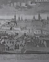 Fried Probst Aug. Kätz Bécs ca 1700-as rézmetszetű látképe nagy méretben, cink lemezre nyomva 60x20 ...