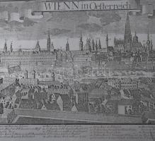 Fried Probst Aug. Kätz Bécs ca 1700-as rézmetszetű látképe nagy méretben, cink lemezre nyomva 60x20 ...