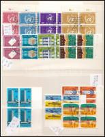 Svájc 1969-1986 28 db ENSZ négyestömb A/4-es berakólap mindkét oldalán (Mi EUR 124.-)