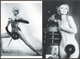 cca 1979 "Hölgyek találékonysága, szükség esetén bármi öltözteti őket", szolidan erotikus felvételek, 2 db modern nagyítás, jelzés nélkül, 21x15 cm